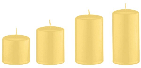 4er Set Adventskerzen, Adventskranzkerzen abgestuft Grapefruit Gelb