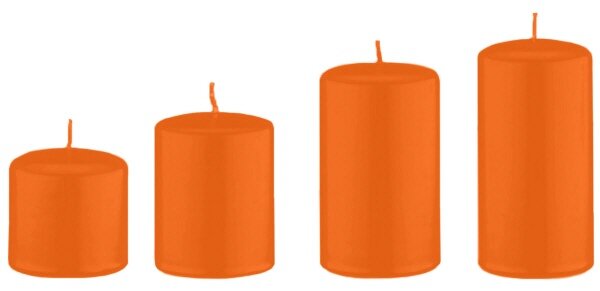 4er Set Adventskerzen, Adventskranzkerzen abgestuft Karotte Dunkel-Orange