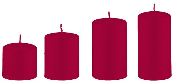 4er Set Adventskerzen, Adventskranzkerzen abgestuft Weihnachtsrot Erdbeere