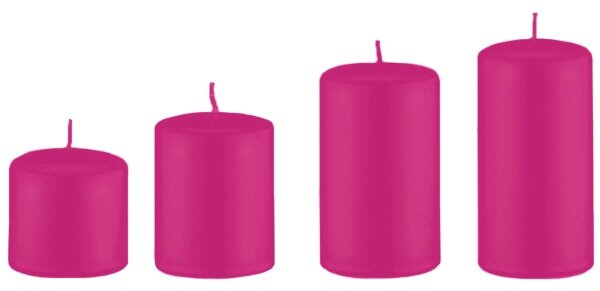 4er Set Adventskerzen, Adventskranzkerzen abgestuft Fuchsia Pink