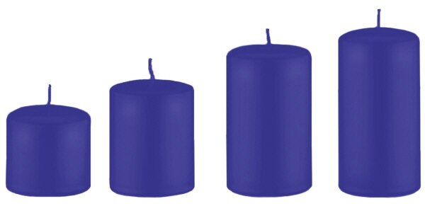 4er Set Adventskerzen, Adventskranzkerzen abgestuft Royalblau
