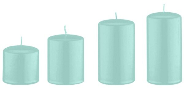 4er Set Adventskerzen, Adventskranzkerzen abgestuft Türkis