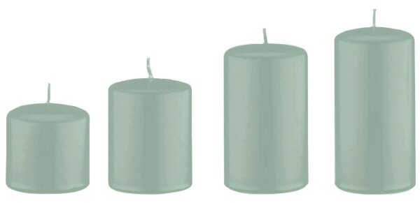 4er Set Adventskerzen, Adventskranzkerzen abgestuft Seafoam Seegrün