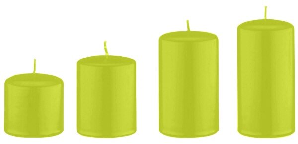 4er Set Adventskerzen, Adventskranzkerzen abgestuft Lime Grün