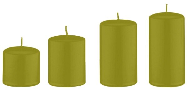 4er Set Adventskerzen, Adventskranzkerzen abgestuft Scottish Grün