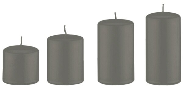 4er Set Adventskerzen, Adventskranzkerzen abgestuft Grau