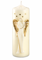 Geschenkkerze "3-D-Engelkerze" elfenbein/gold...