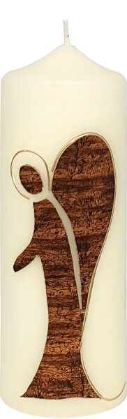 Geschenkkerze " Engel braun" Elfenbein 170 x Ø 60 mm