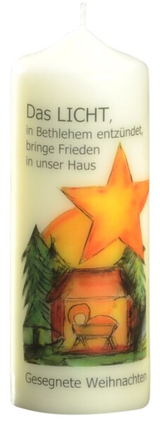 Weihnachtskerze "Das Licht von Bethlehem" Elfenbein 140 x Ø 50 mm