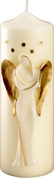 Geschenkkerze "3-D-Engelkerze" elfenbein/gold 220 x Ø 70 mm