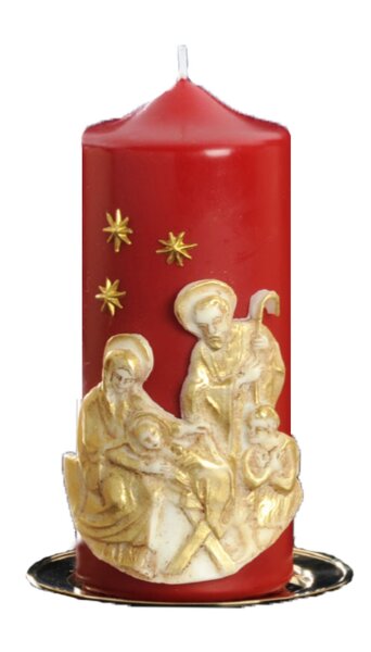 Weihnachtskerze "Krippe" Dunkelrot 170 x Ø 70 mm