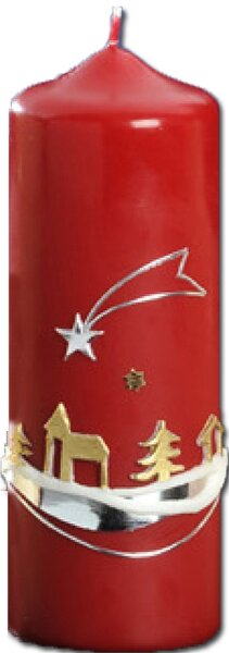 Weihnachtskerze "Dörfchen" Dunkelrot  170 x Ø 60 mm