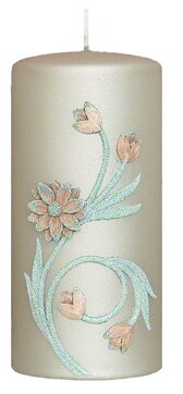 Weihnachtskerzen Frozen Stein Metallic 15 x Ø 7 cm, 4 Stück