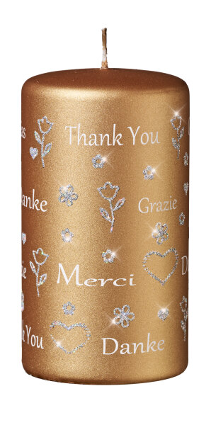 Spruchkerze "Danke" Caramel Matt 130 x Ø 70 mm, 1 Stück