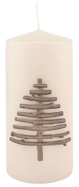 Stumpenkerzen Advent "Natural Tree" Creme, 150 x Ø 68 mm, 4 Stück