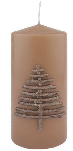 Stumpenkerzen Advent "Natural Tree" Caramel, 150 x Ø 68 mm, 4 Stück