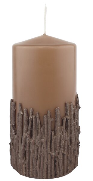 Stumpenkerzen Advent "Natural Wood" Caramel, 150 x Ø 68 mm, 4 Stück