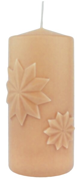 Stumpenkerzen Advent "Sternenduo" Sand, 150 x Ø 68 mm, 4 Stück
