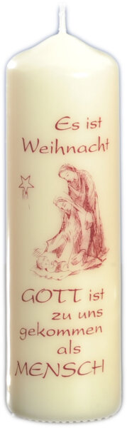 Weihnachtskerze mit Krippenmotiv Elfenbein 170 x Ø 50 mm, 1 Stück