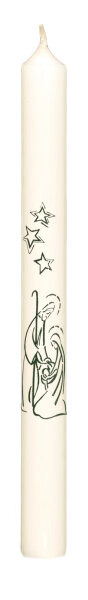 Weihnachtskerze "Krippenmotiv mit Stern" Elfenbein 195 x Ø 16 mm, 1 Stück