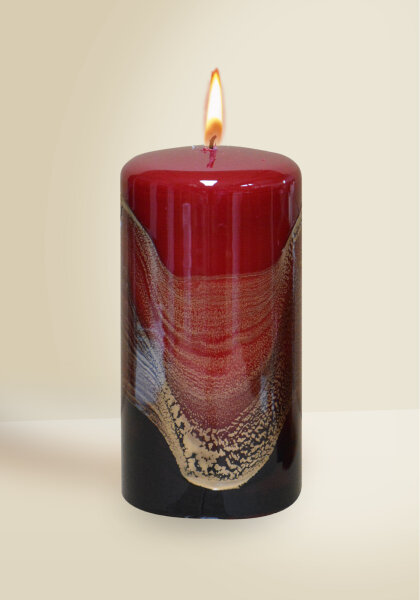 Designkerze Lotos Stumpenkerze Dunkelrot 140 x Ø 70 mm, 1 Stück