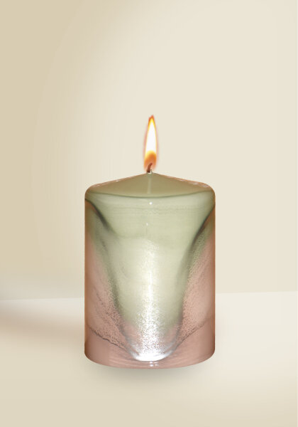 Designkerze Lotos Stumpenkerze Salbei Grün 100 x Ø 70 mm, 1 Stück