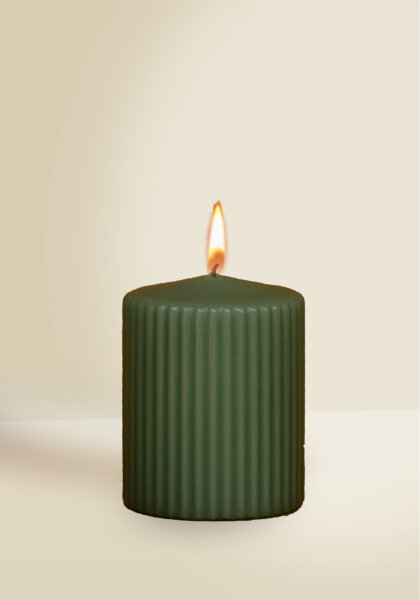 Designkerze Retro Stumpenkerze Salbei 90 x Ø 70 mm, 1 Stück