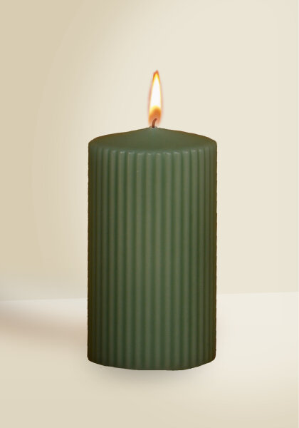 Designkerze Retro Stumpenkerze Salbei 130 x Ø 70 mm, 1 Stück
