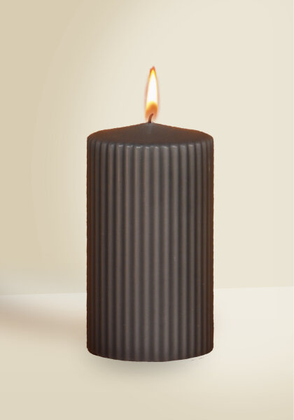 Designkerze Retro Stumpenkerze Anthrazit 130 x Ø 70 mm, 1 Stück