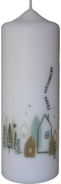 Weihnachtskerze "Häuschen - Frohe Weihnacht" 170 x Ø 60 mm, 1 Stück