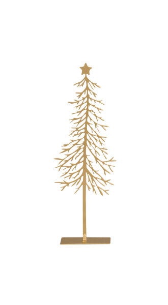 Weihnachtsdeko Tanne mit Stern aus Metall in Gold H 330 mm, 1 Stück