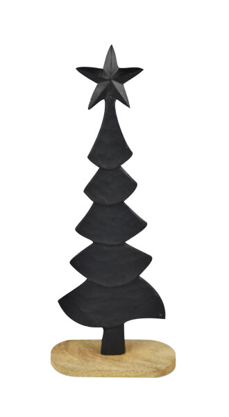 Weihnachtsdeko Alu-Tanne auf Holzsockel H 350 x Ø 14 mm, 1 Stück