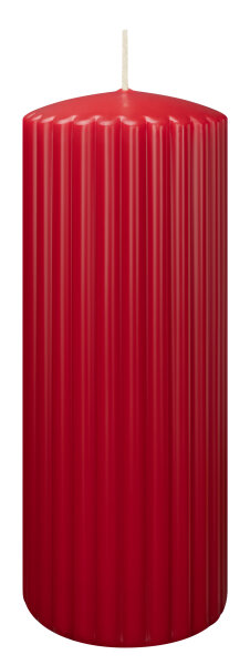 Rillen-Struktur Kerzen Rot 200 x Ø 80 mm, 4 Stück