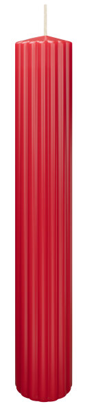Rillen-Struktur Kerzen Rot 300 x Ø 45 mm, 4 Stück
