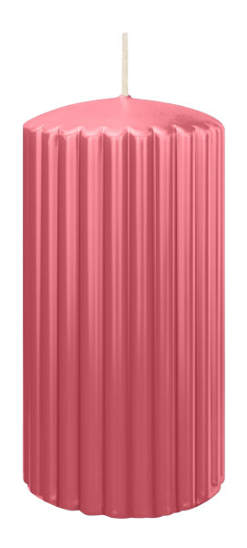 Rillen-Struktur Kerzen Erdbeerrosa 150 x Ø 80 mm, 4 Stück