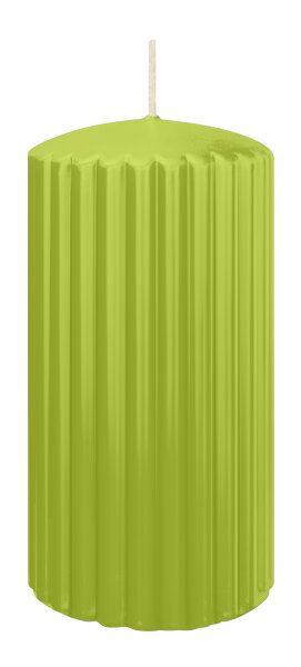 Rillen-Struktur Kerzen Apfelgrün 150 x Ø 80 mm, 4 Stück