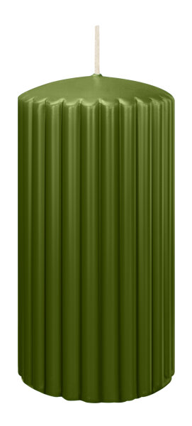 Rillen-Struktur Kerzen Olive 150 x Ø 80 mm, 4 Stück