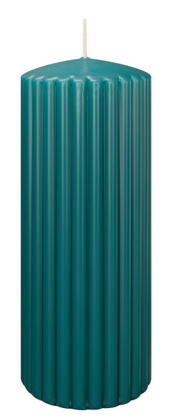 Rillen-Struktur Kerzen Seegrün 200 x Ø 80 mm, 4 Stück