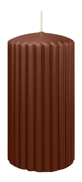 Rillen-Struktur Kerzen Kastanie 150 x Ø 80 mm, 4 Stück