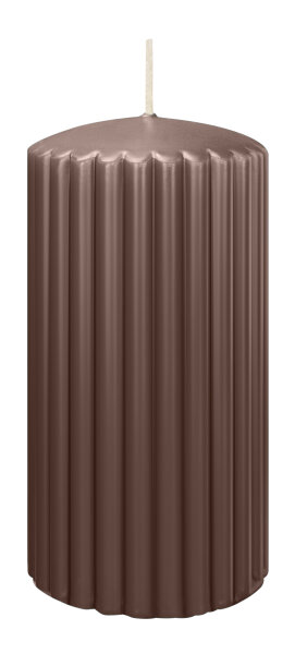 Rillen-Struktur Kerzen Taupe 150 x Ø 80 mm, 4 Stück