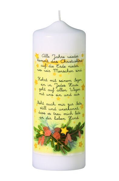 Weihnachtskerze Christmas Carol "Alle Jahre wieder" 200 x Ø 70 mm